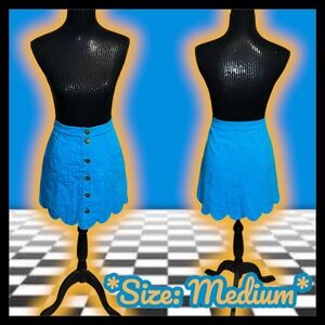 NEW: Smak Parlour - Bright Blue Scallop Hem Corduroy Mini Skirt (SIZE MEDIUM)